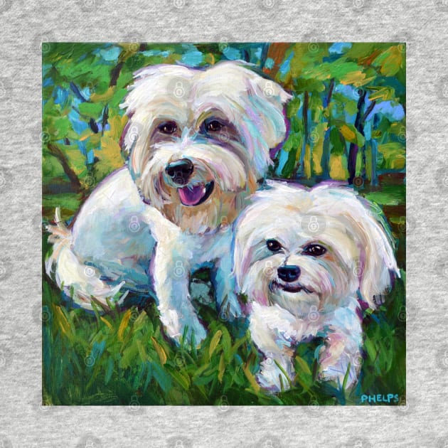 Cute Maltese Pups in the Park by RobertPhelpsArt